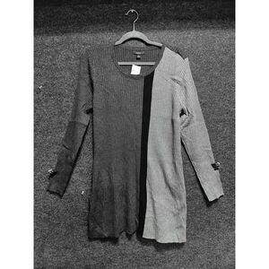 Alfani Slit Sweater Tunic Graphite Heather Colorblock Ribbed XL NWT